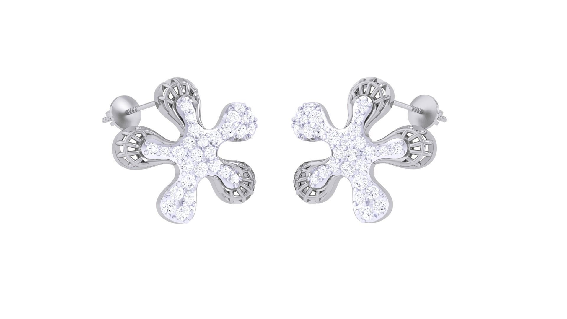 Women diamond studs Earrings 3dm renders 3D print model_3