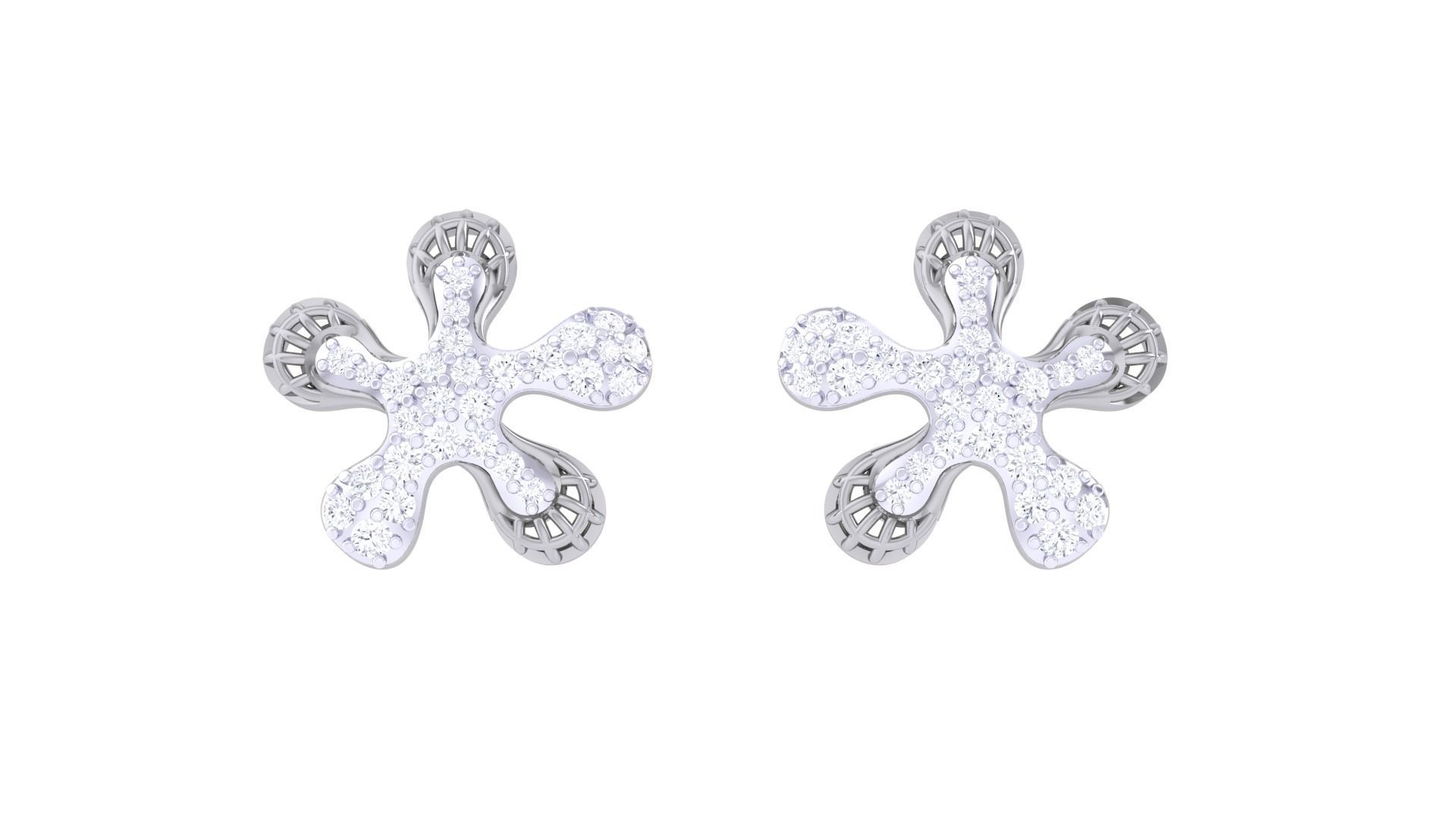 Women diamond studs Earrings 3dm renders 3D print model_6