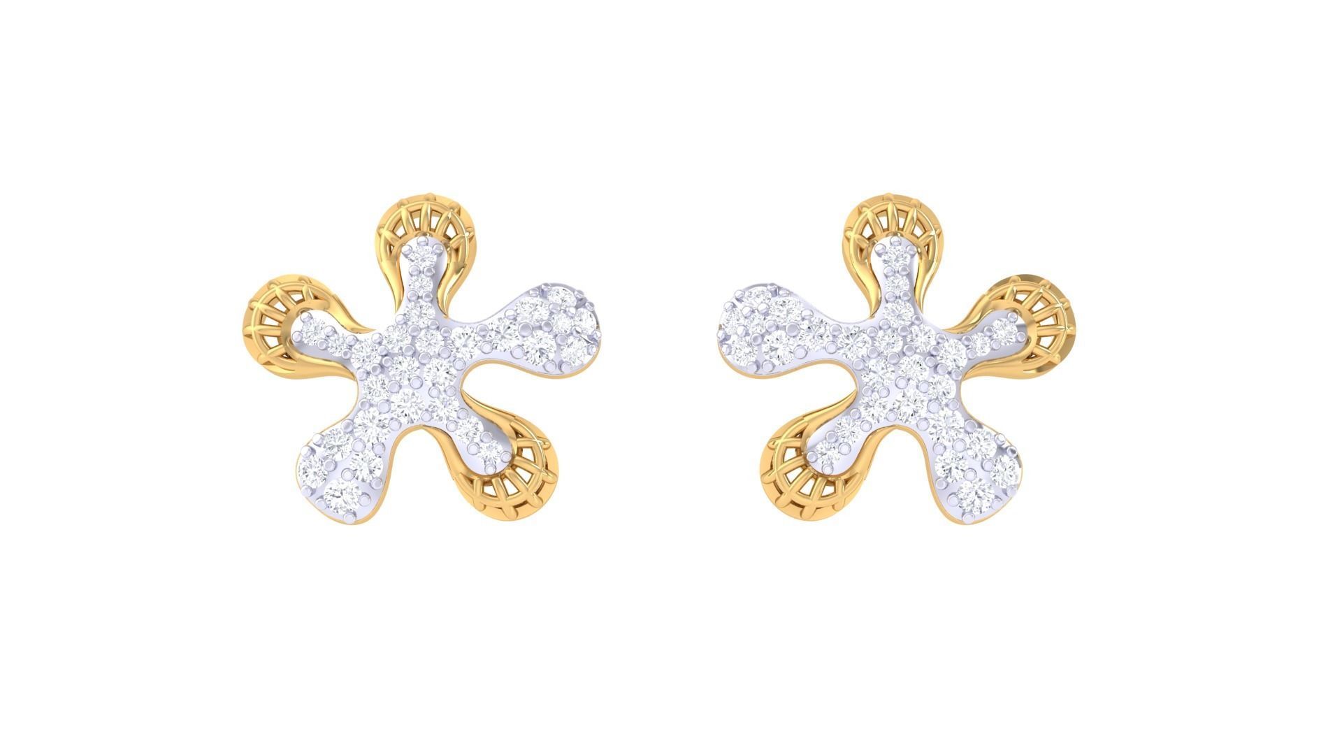 Women diamond studs Earrings 3dm renders 3D print model_7