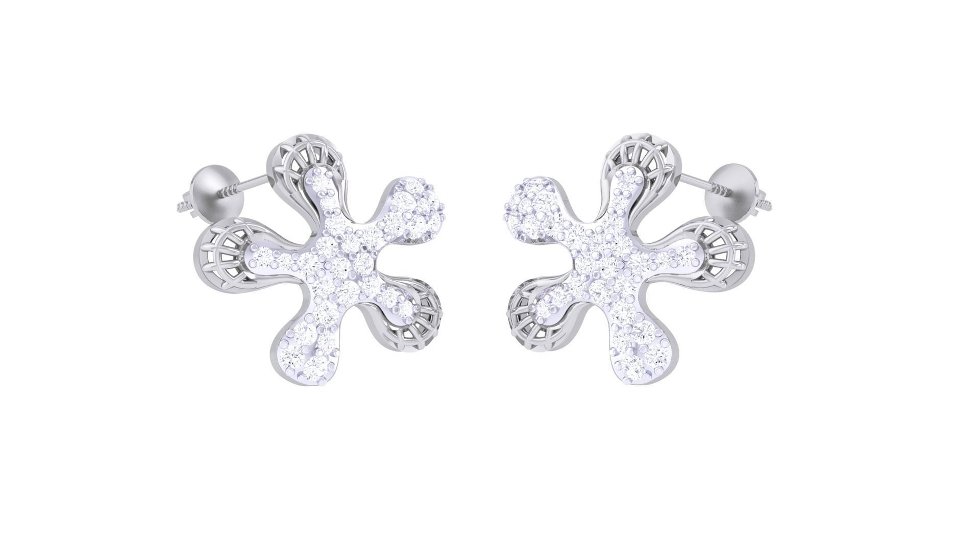 Women diamond studs Earrings 3dm renders 3D print model_2