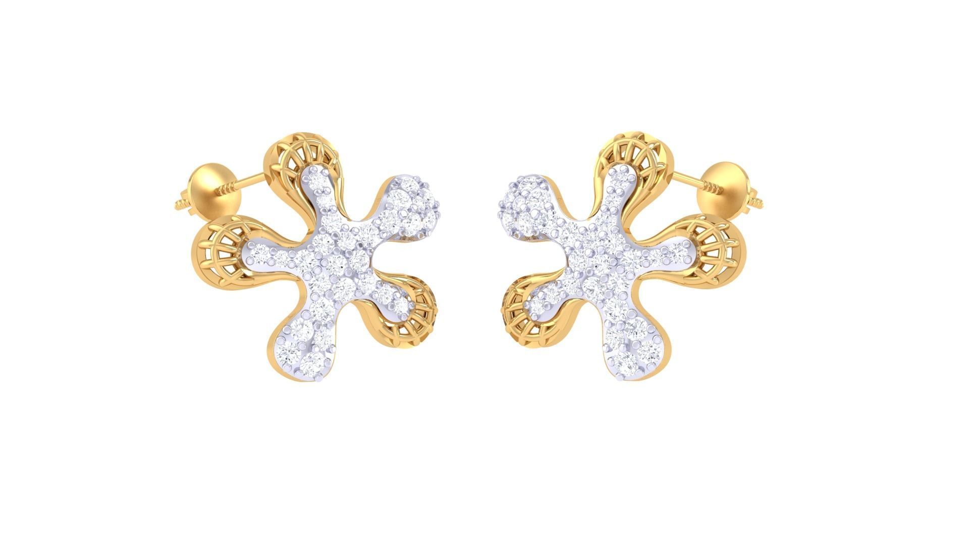 Women diamond studs Earrings 3dm renders 3D print model_5