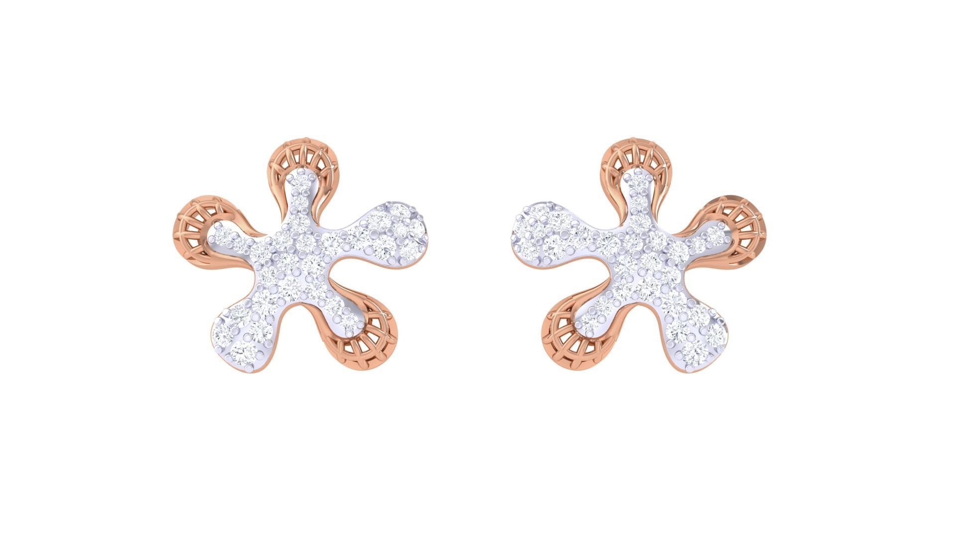 Women diamond studs Earrings 3dm renders 3D print model_8