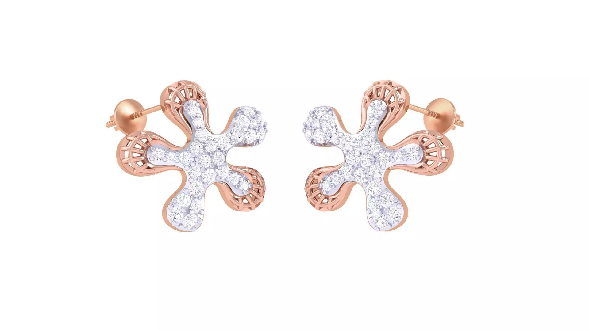 Women diamond studs Earrings 3dm renders 3D print model_0