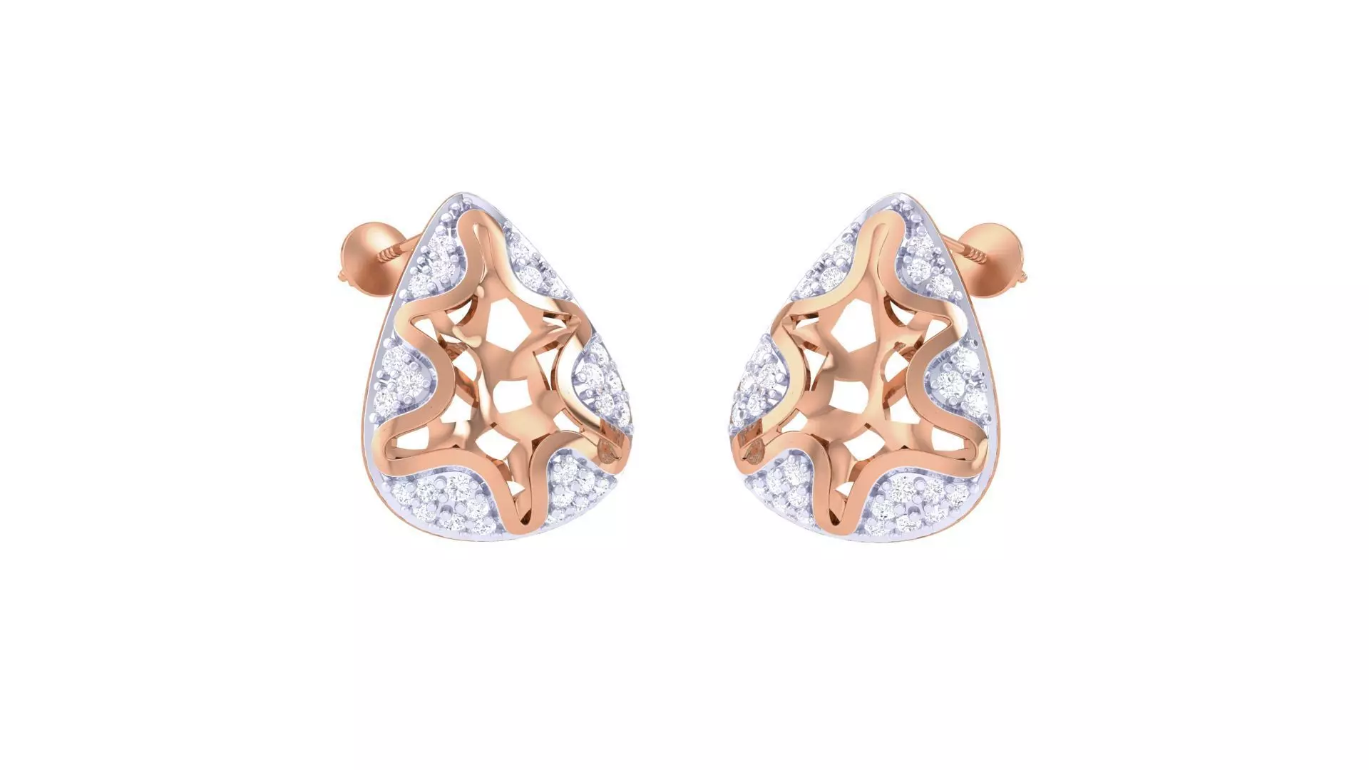 Women diamond studs Earrings 3dm renders 3D print model_0