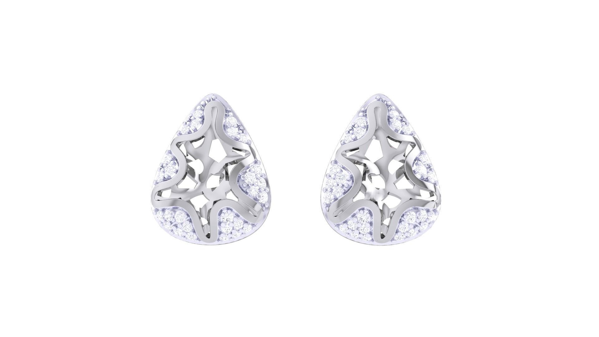 Women diamond studs Earrings 3dm renders 3D print model_8
