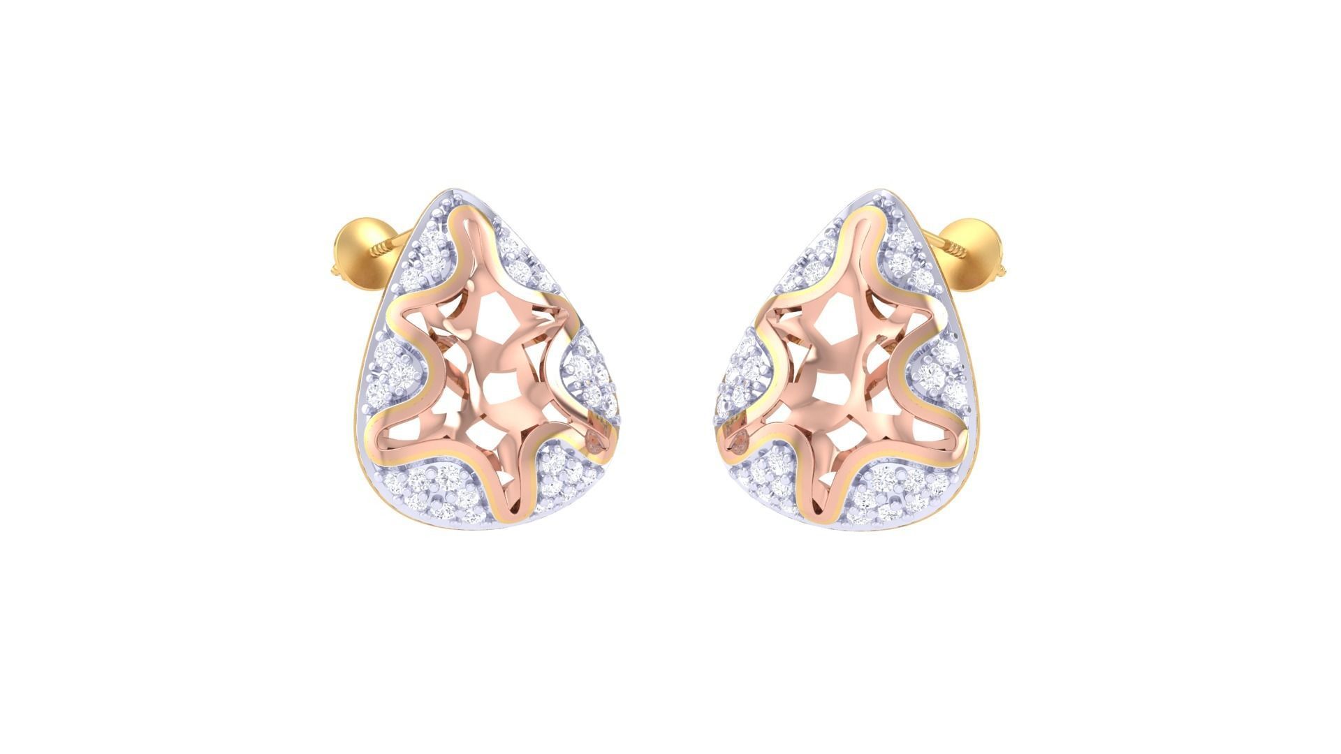 Women diamond studs Earrings 3dm renders 3D print model_1