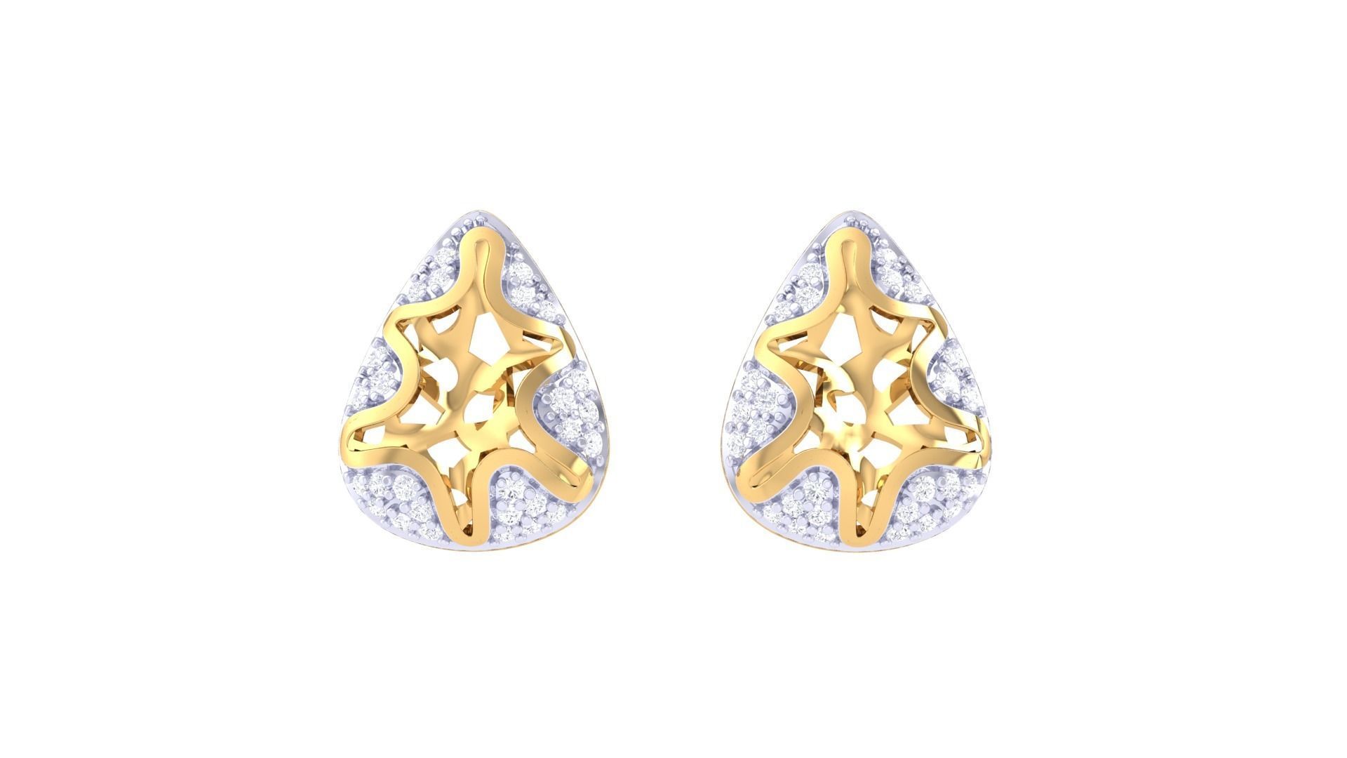 Women diamond studs Earrings 3dm renders 3D print model_6