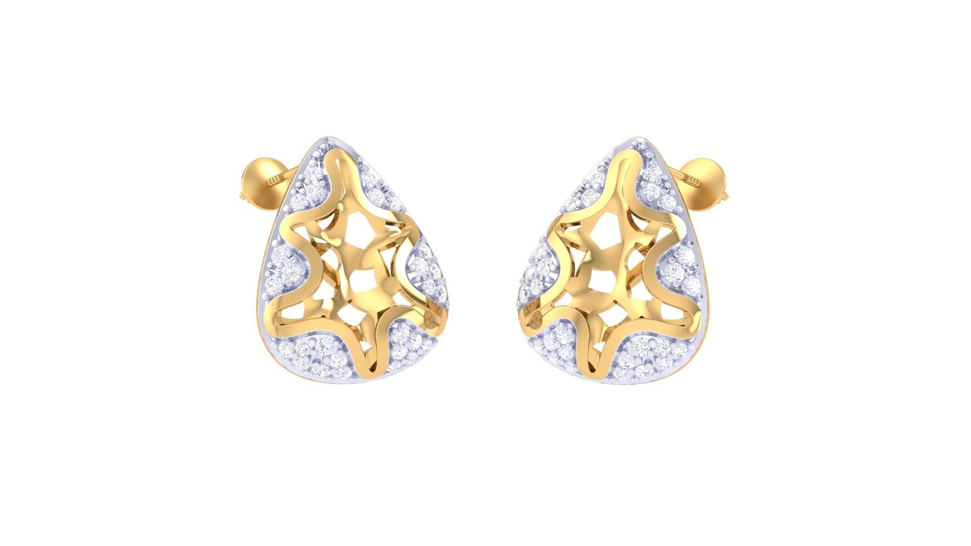 Women diamond studs Earrings 3dm renders 3D print model_5