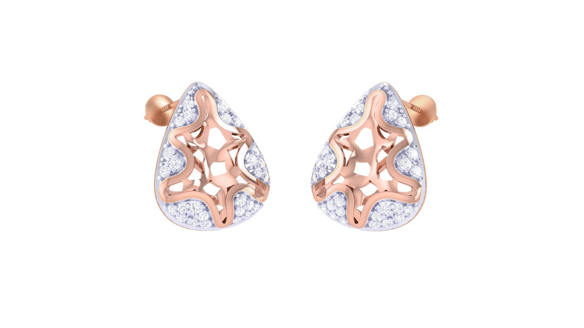 Women diamond studs Earrings 3dm renders 3D print model_3