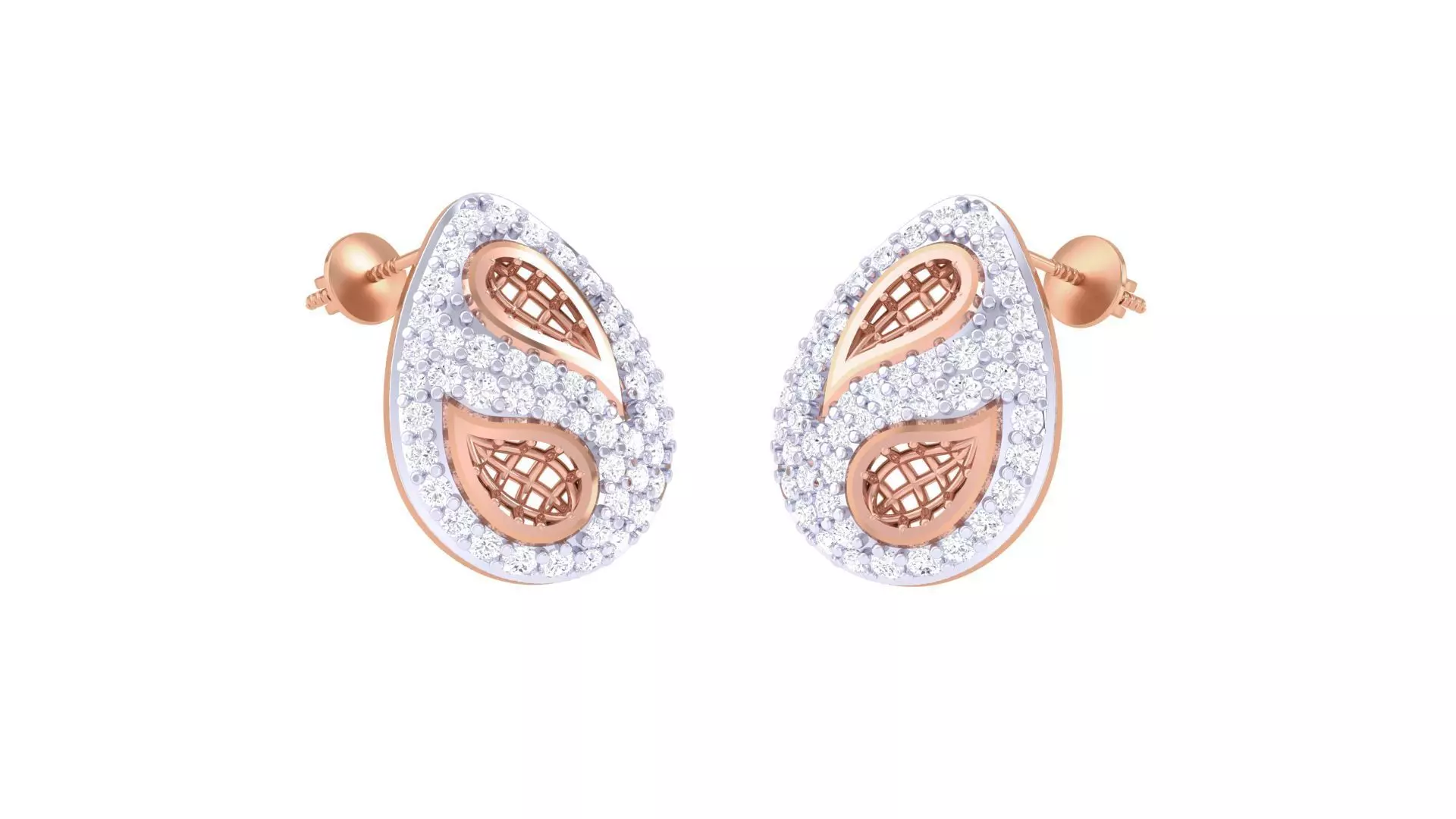 Women diamond studs Earrings 3dm renders 3D print model_0