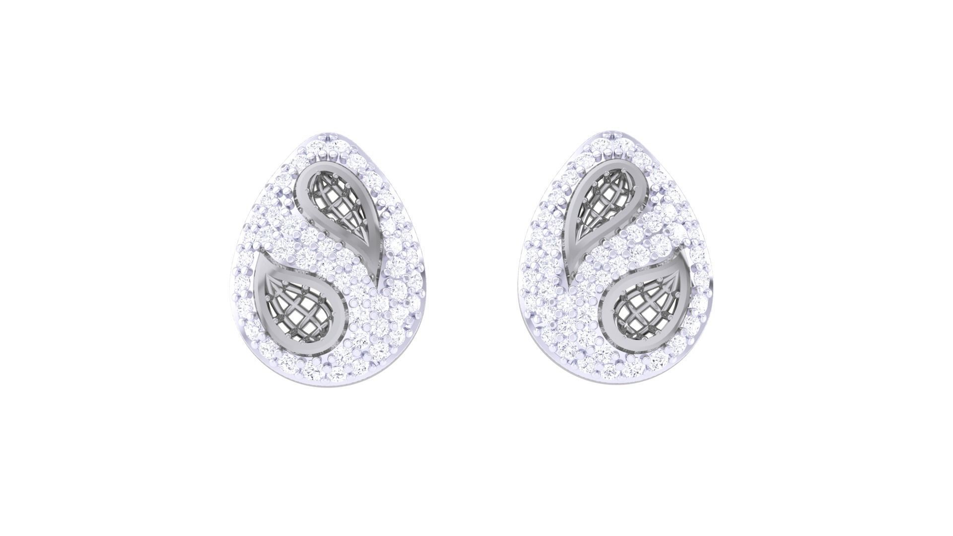 Women diamond studs Earrings 3dm renders 3D print model_7