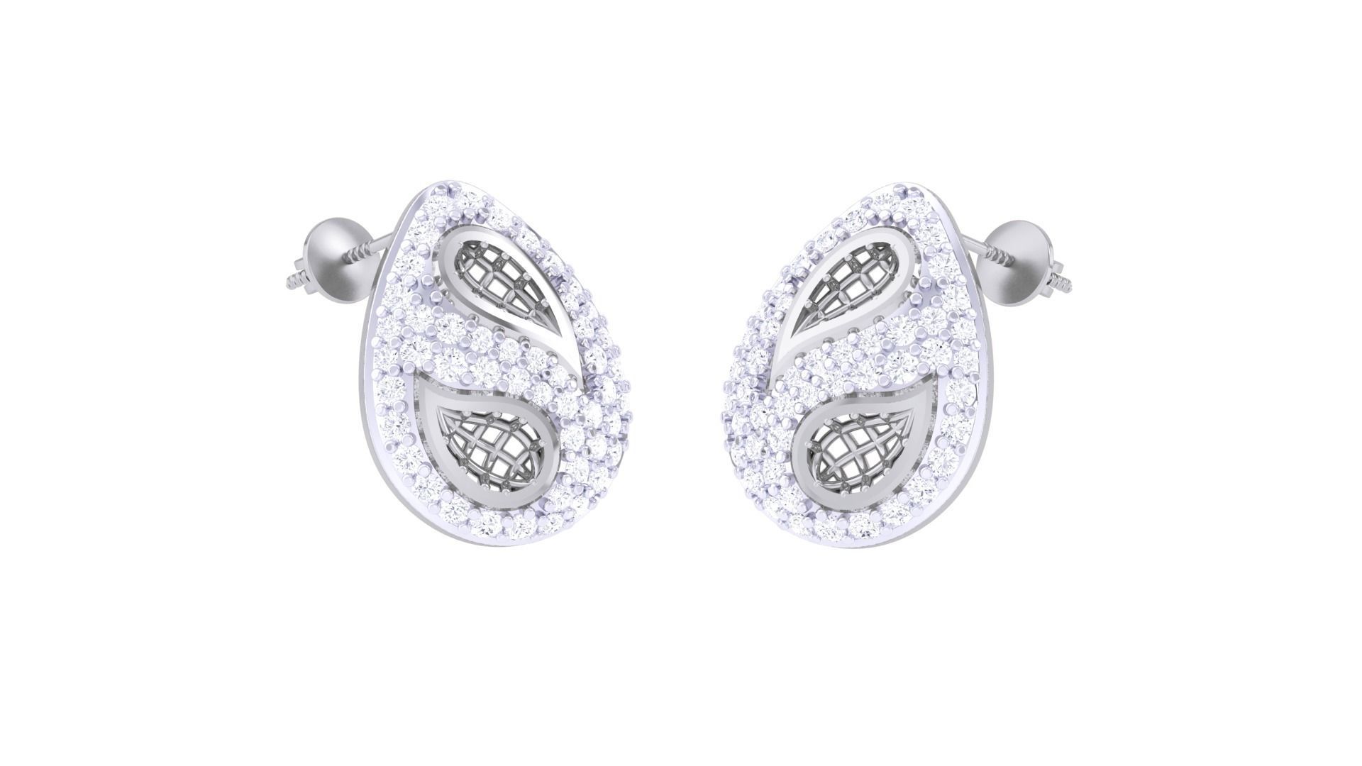 Women diamond studs Earrings 3dm renders 3D print model_1