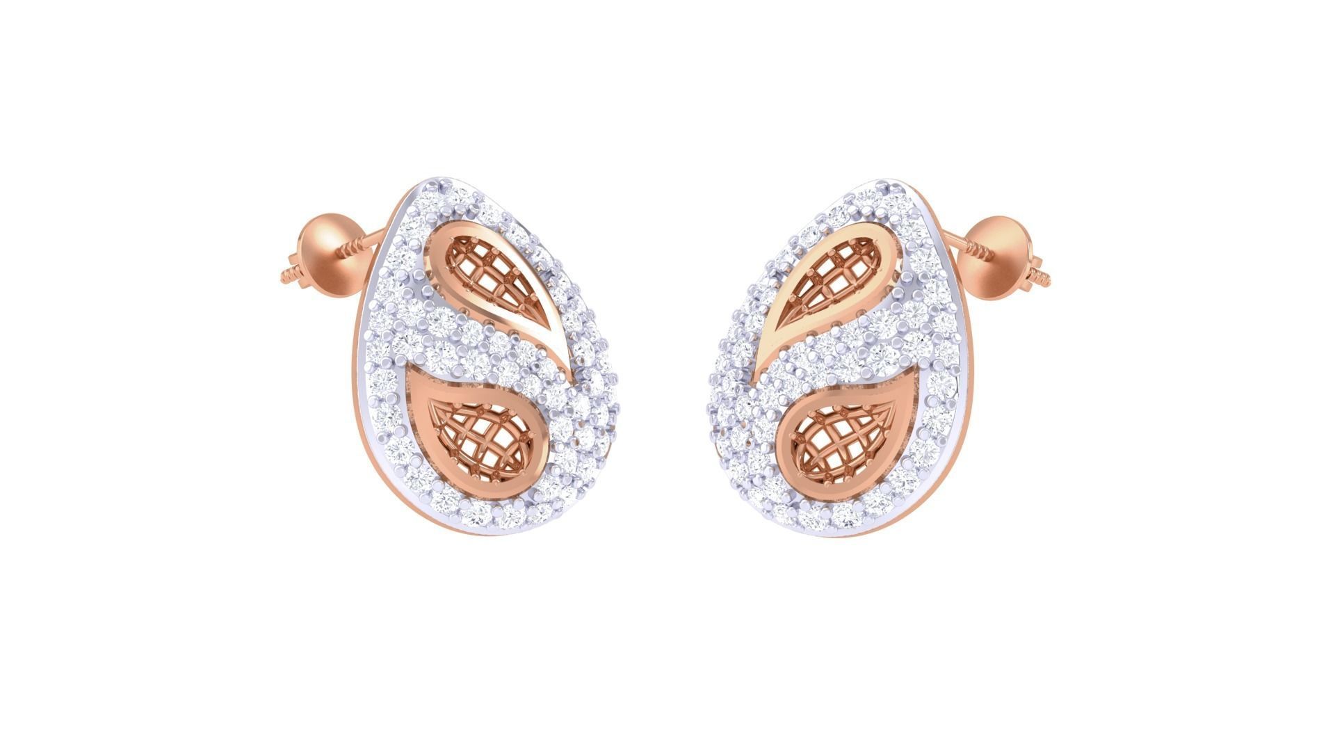 Women diamond studs Earrings 3dm renders 3D print model_5