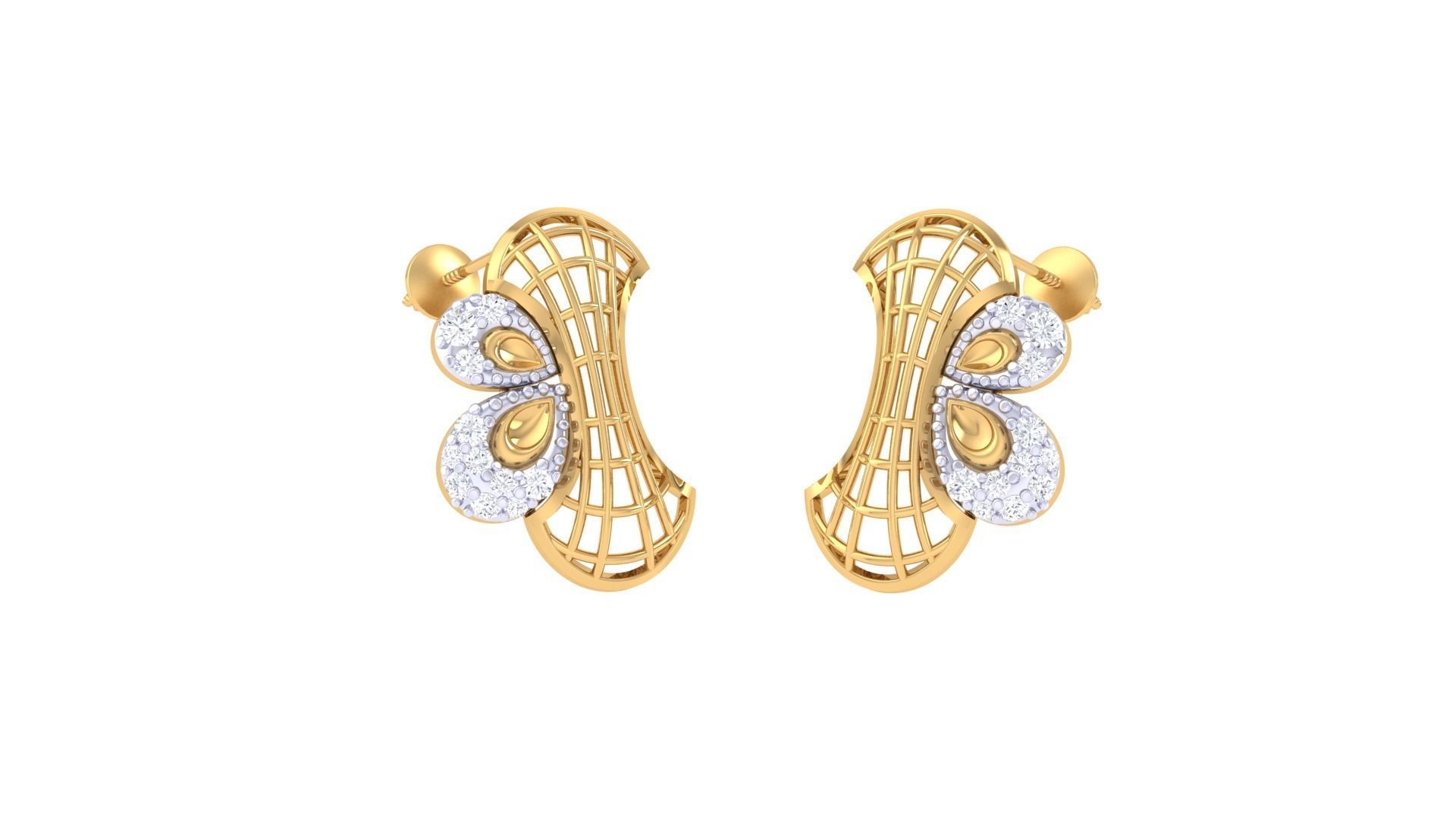 Women diamond studs Earrings 3dm renders 3D print model_5