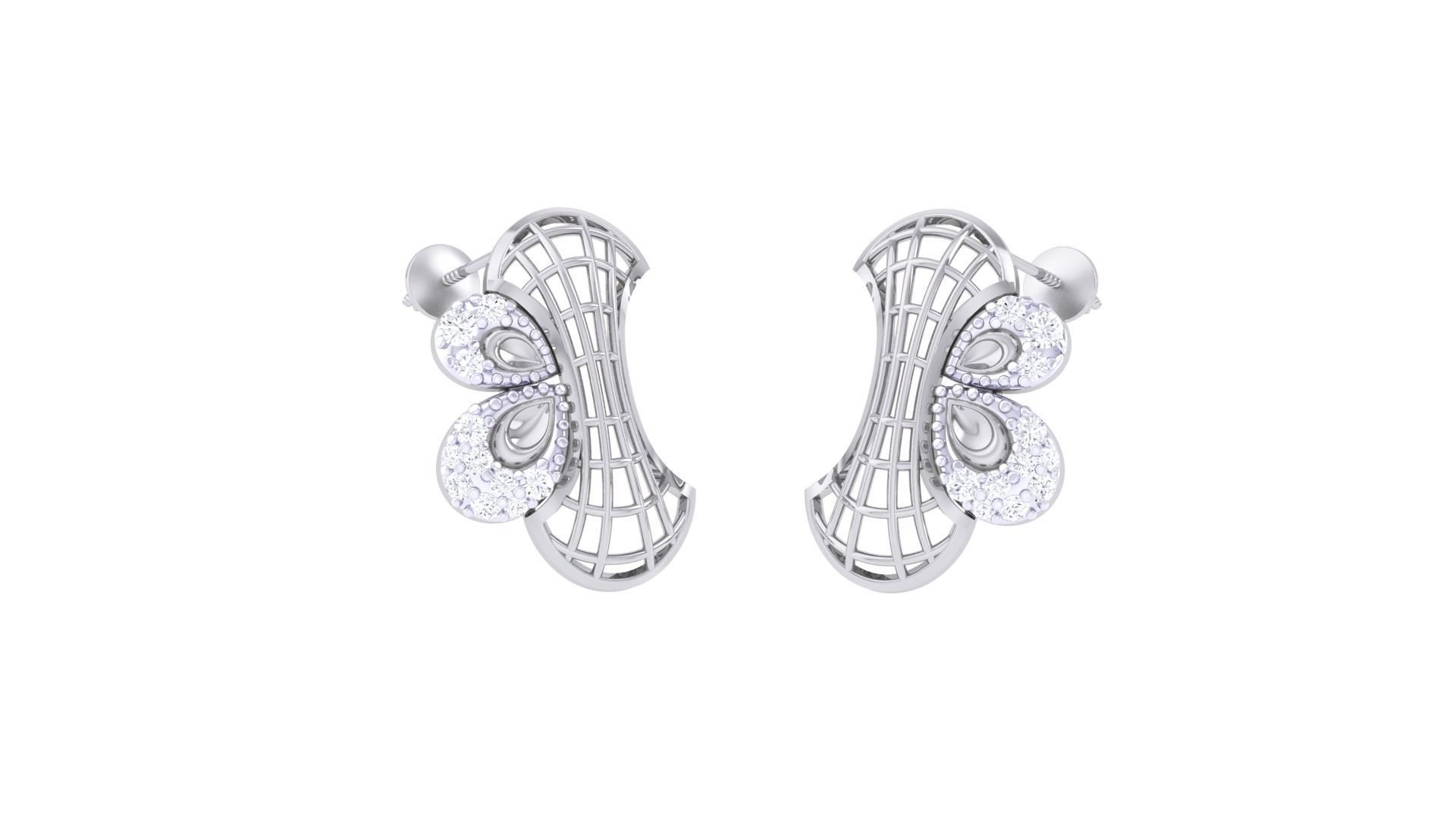 Women diamond studs Earrings 3dm renders 3D print model_2