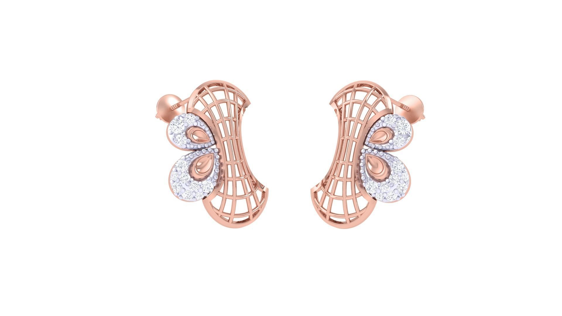 Women diamond studs Earrings 3dm renders 3D print model_1