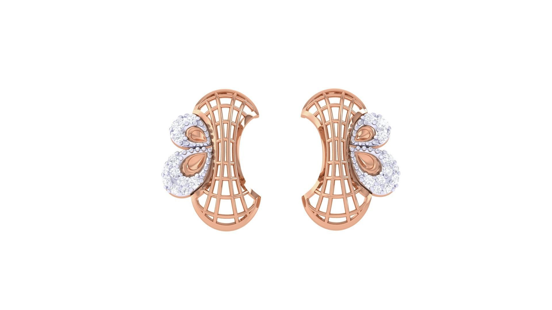 Women diamond studs Earrings 3dm renders 3D print model_7