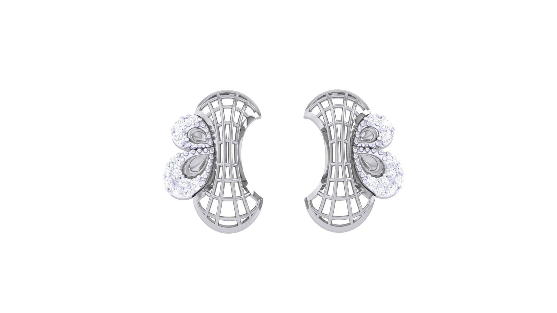 Women diamond studs Earrings 3dm renders 3D print model_6