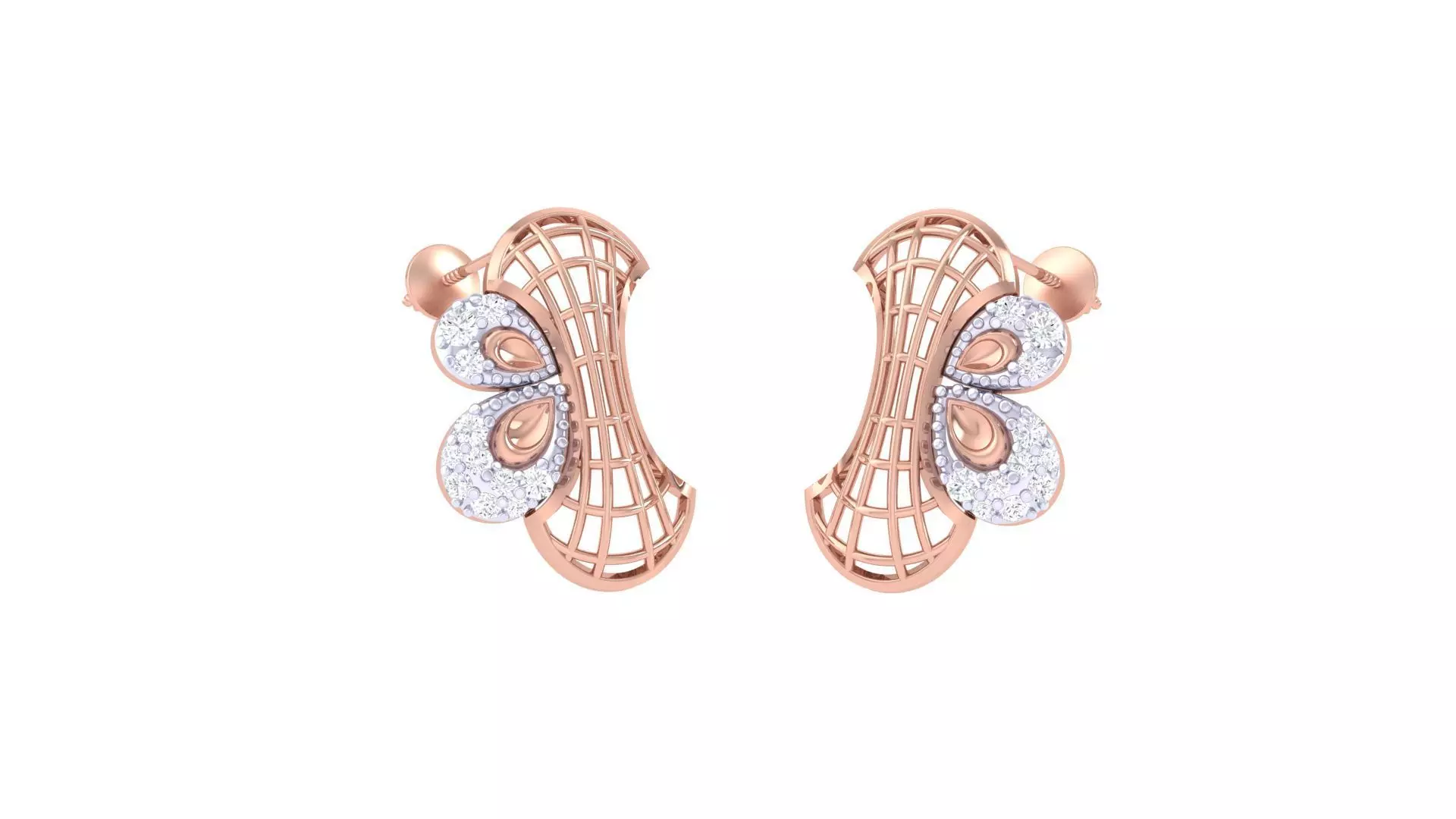 Women diamond studs Earrings 3dm renders 3D print model_0