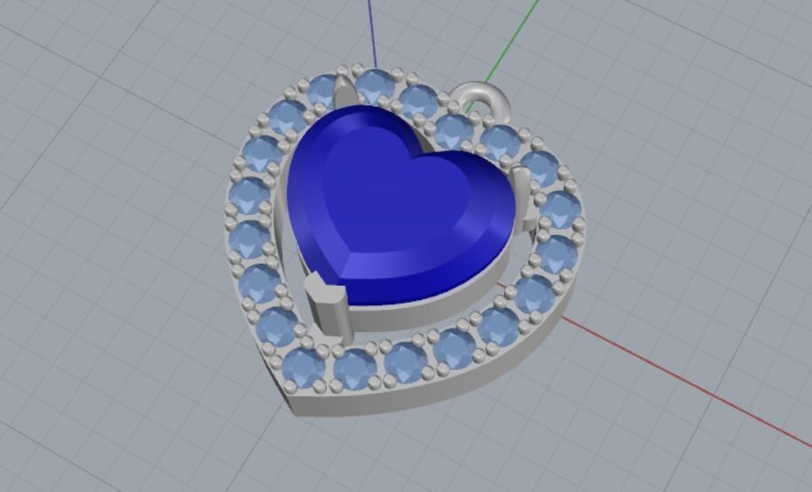 pendant with heart stone 3D print model_5