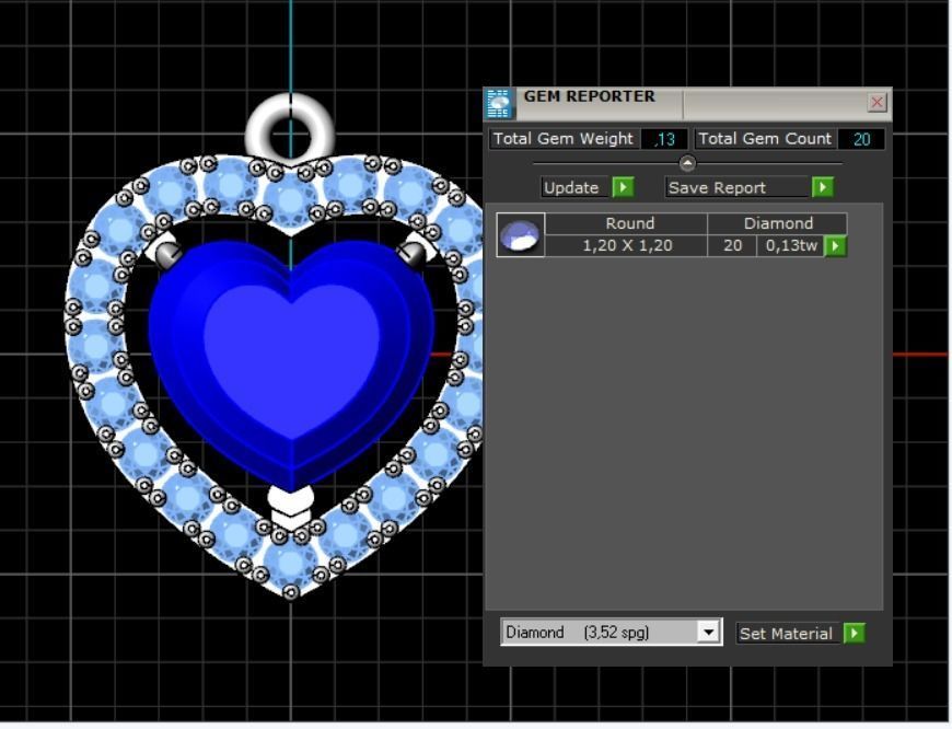 pendant with heart stone 3D print model_8