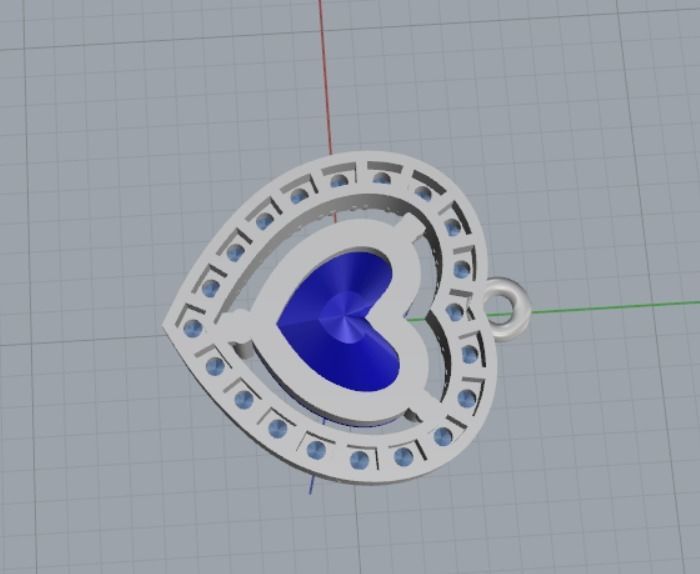 pendant with heart stone 3D print model_6
