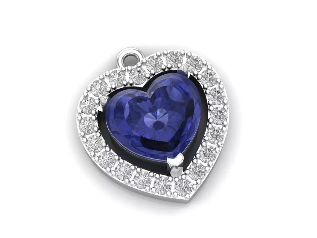 pendant with heart stone 3D print model_0