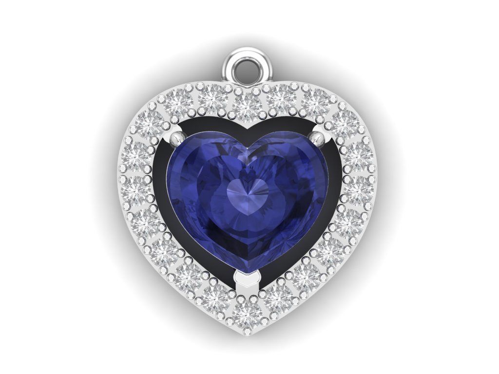 pendant with heart stone 3D print model_2