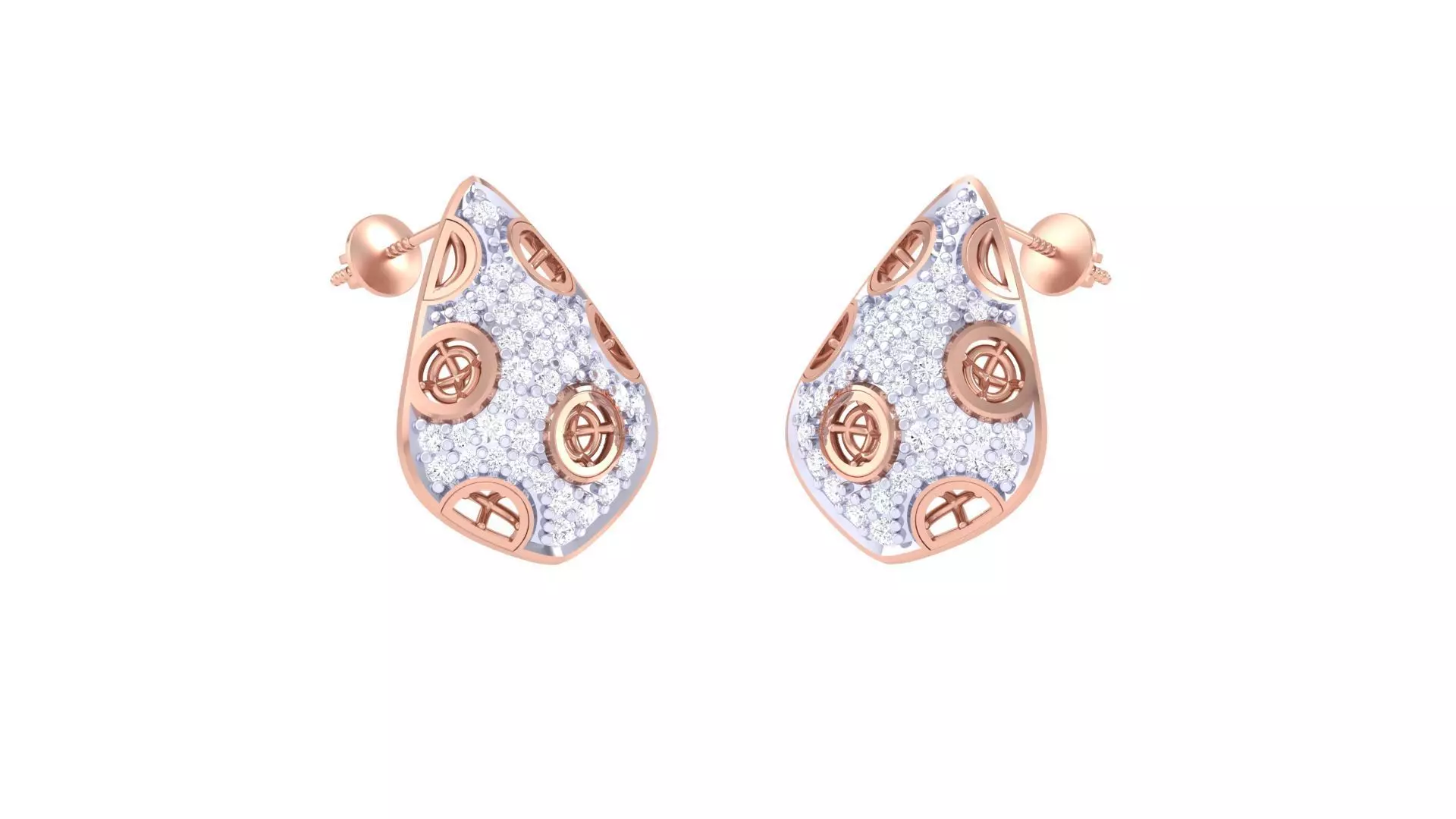 Women diamond studs Earrings 3dm renders 3D print model_0