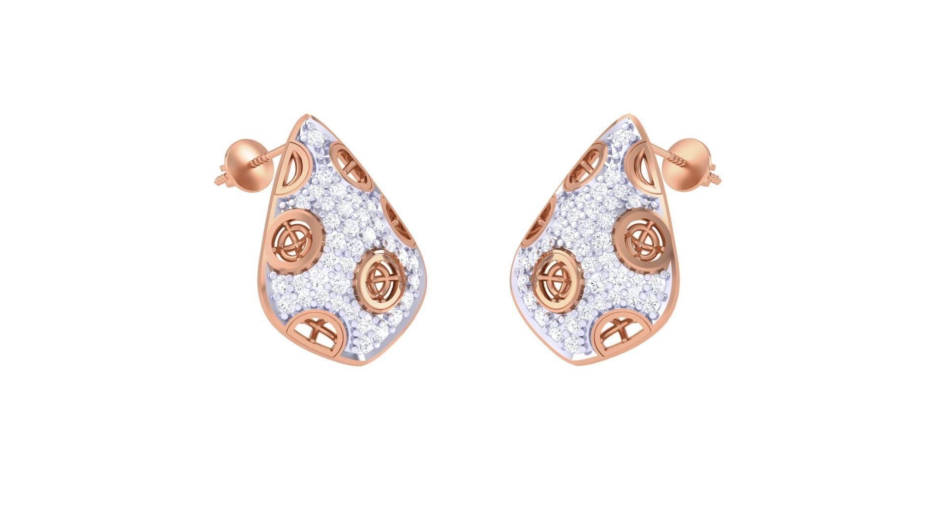 Women diamond studs Earrings 3dm renders 3D print model_5