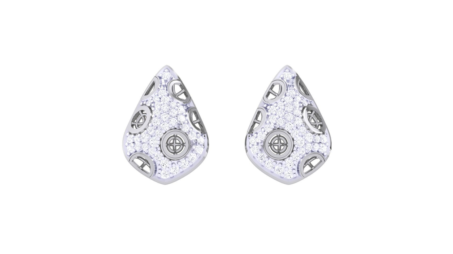 Women diamond studs Earrings 3dm renders 3D print model_7