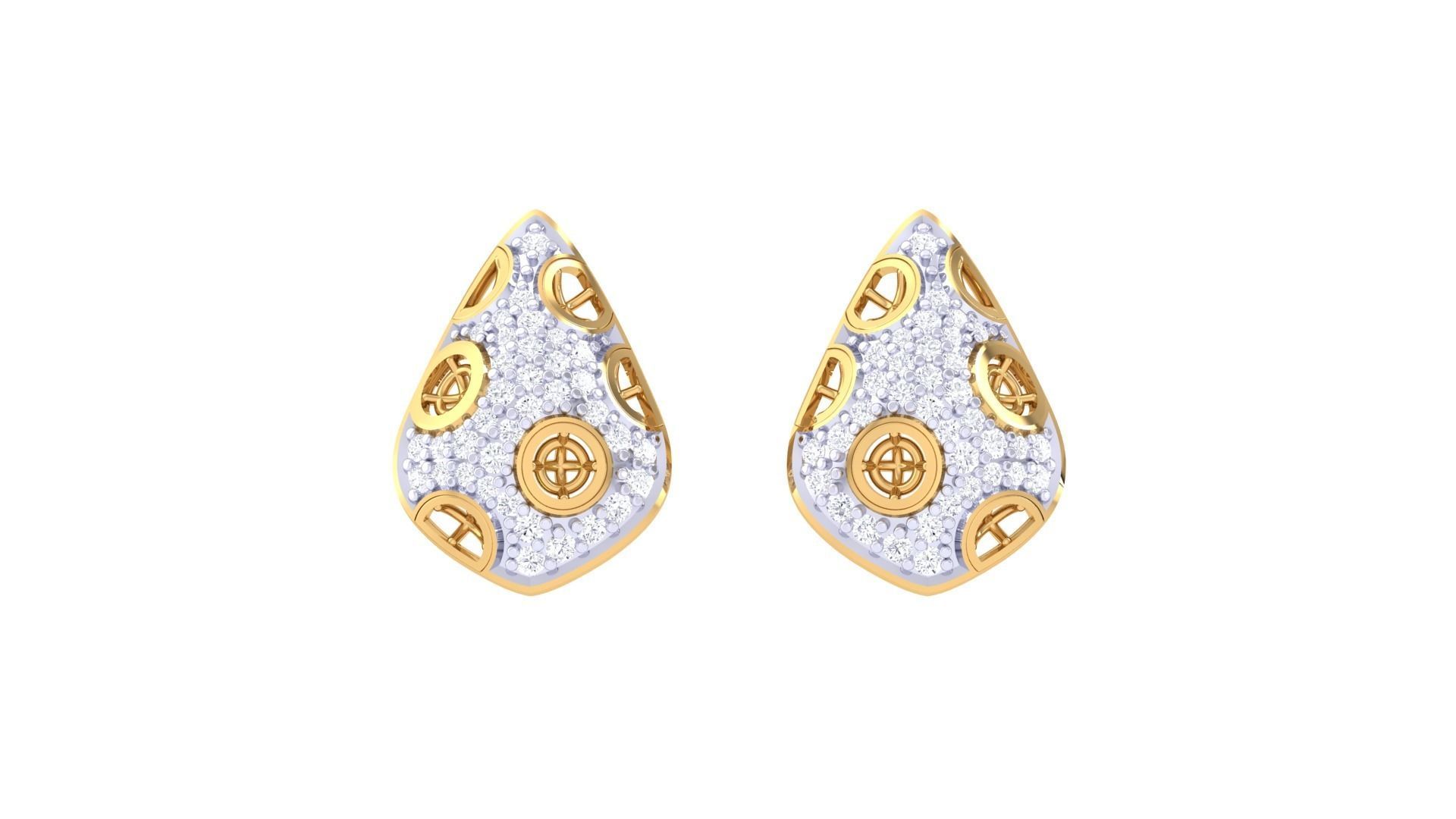 Women diamond studs Earrings 3dm renders 3D print model_6