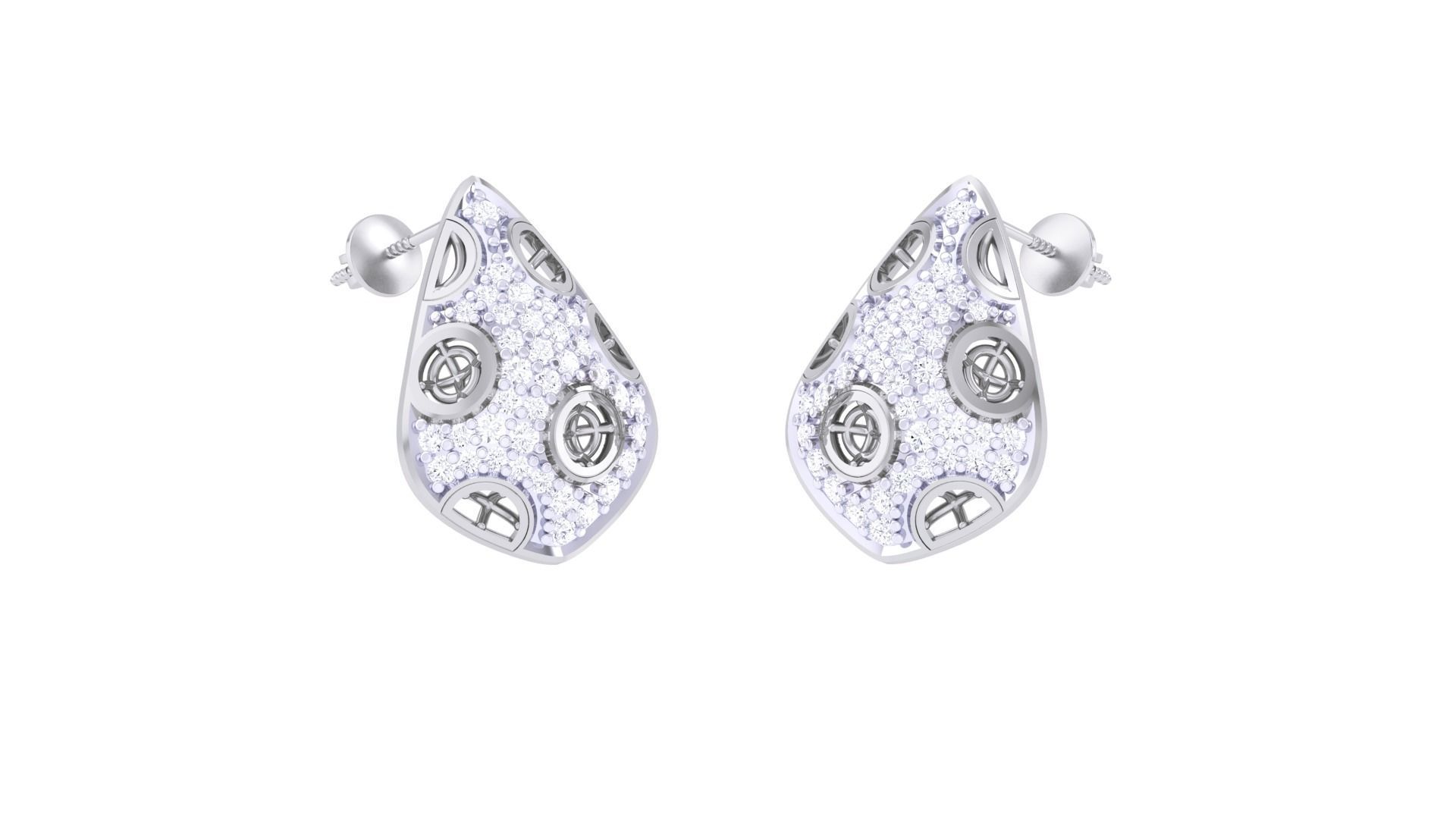 Women diamond studs Earrings 3dm renders 3D print model_1