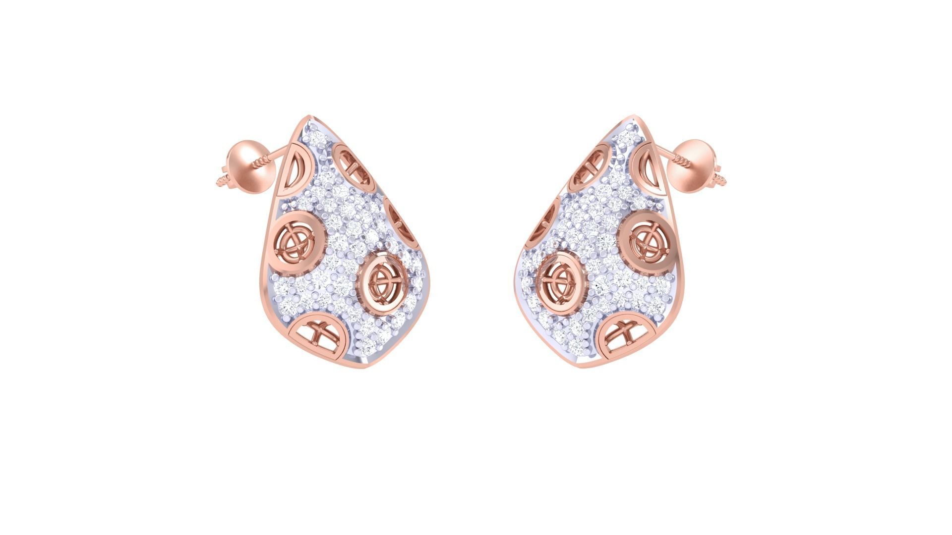 Women diamond studs Earrings 3dm renders 3D print model_2