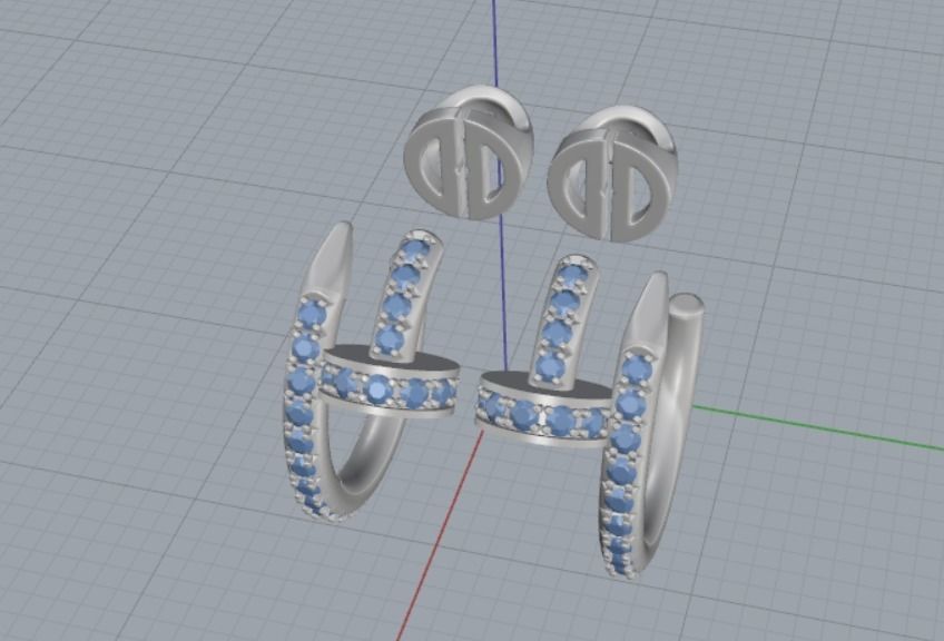 Earrings Nail 3D print model_6