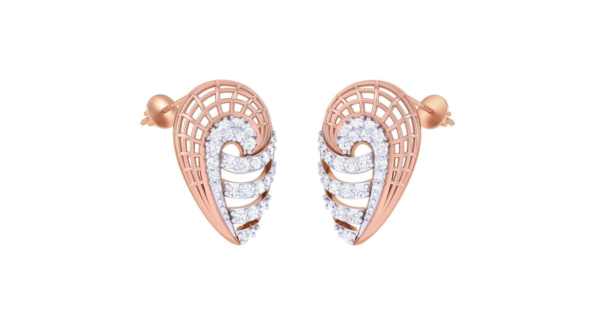Women diamond studs Earrings 3dm renders 3D print model_2
