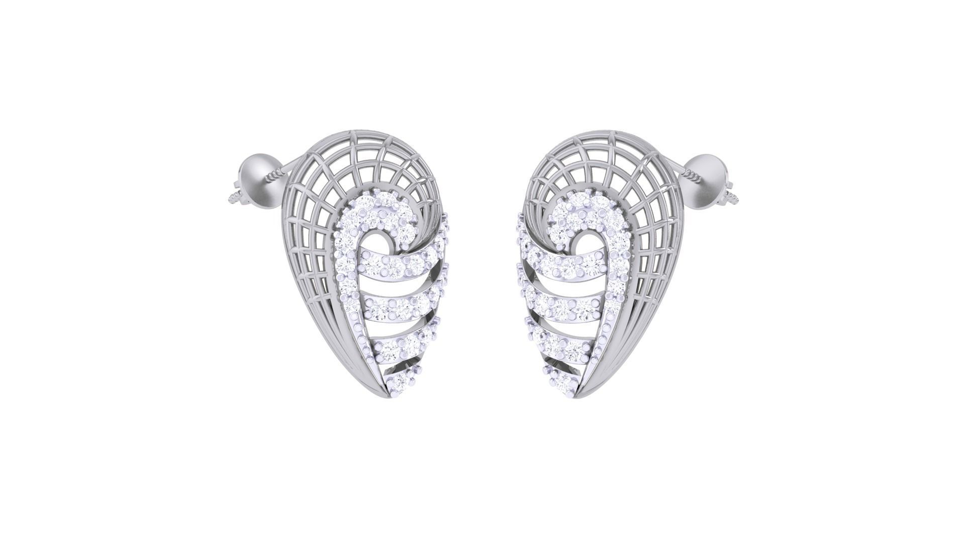 Women diamond studs Earrings 3dm renders 3D print model_5