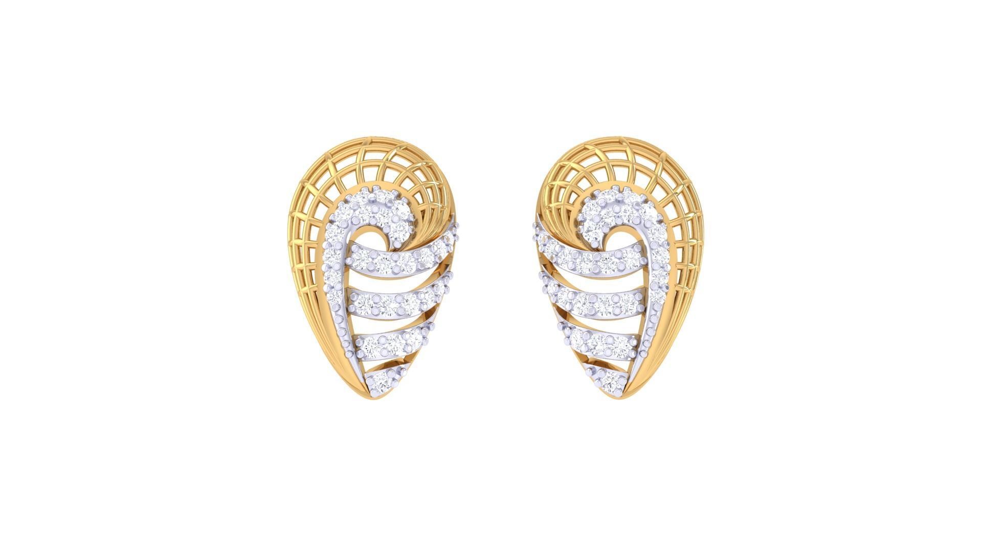 Women diamond studs Earrings 3dm renders 3D print model_6