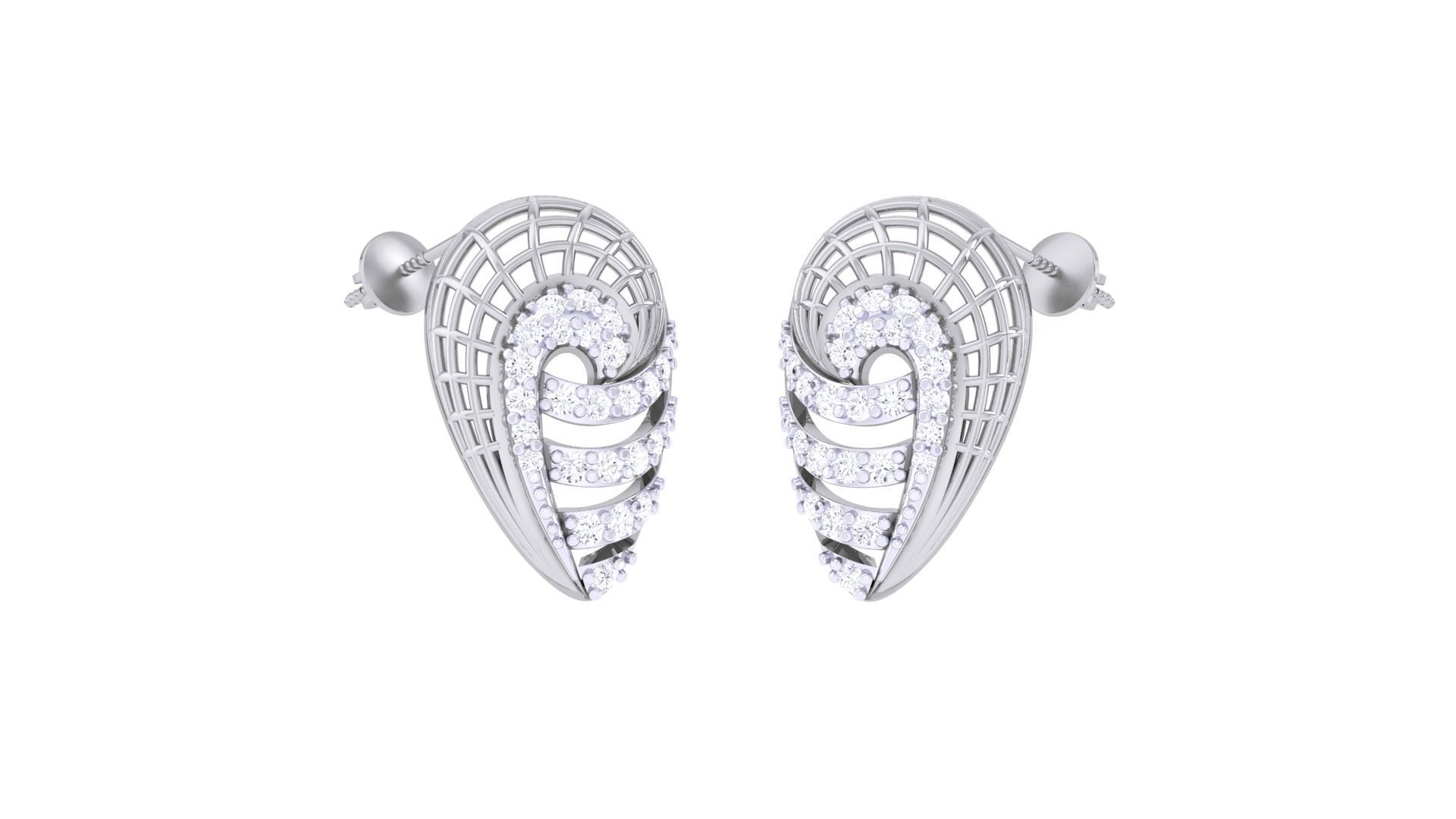 Women diamond studs Earrings 3dm renders 3D print model_1