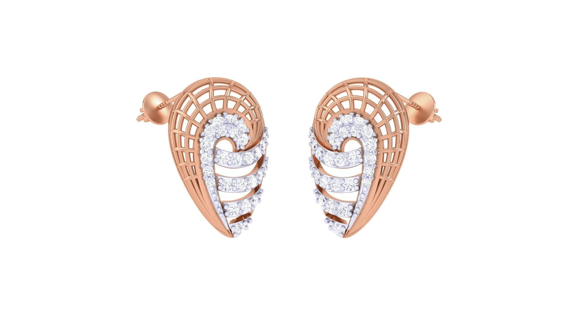 Women diamond studs Earrings 3dm renders 3D print model_3