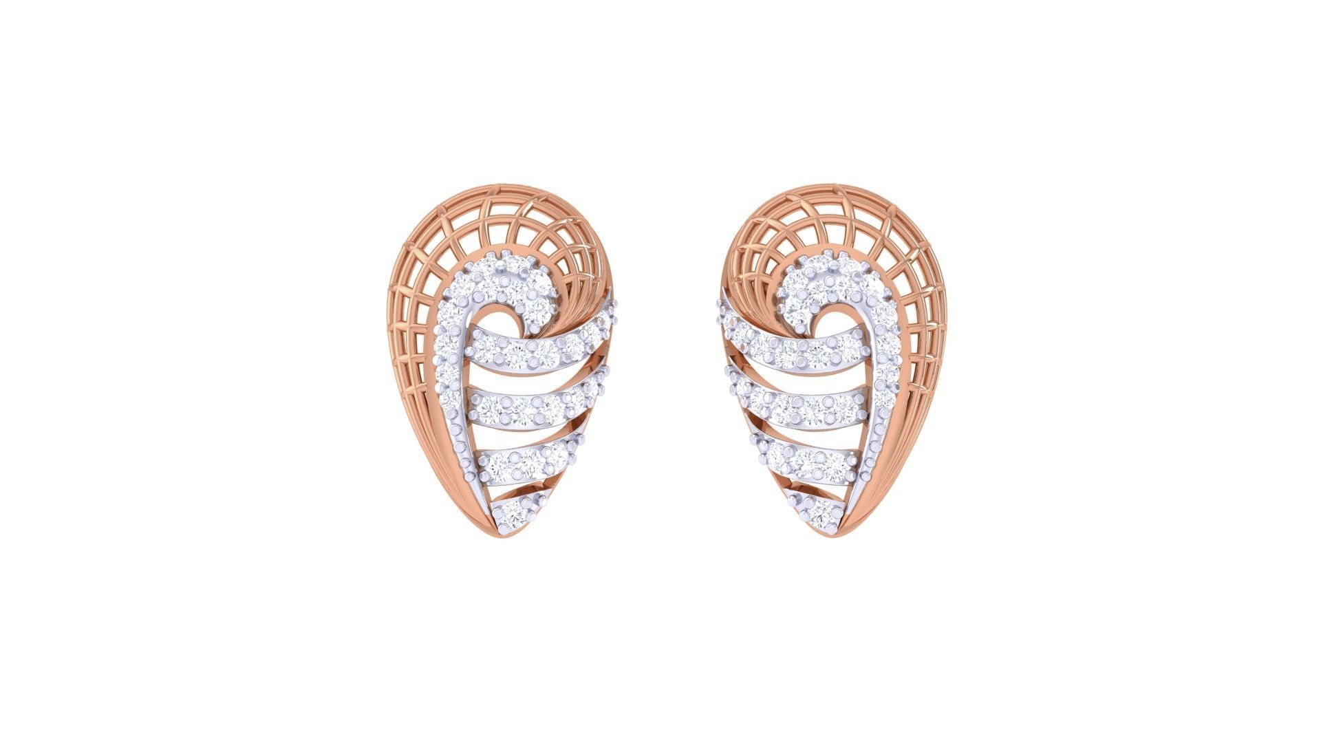 Women diamond studs Earrings 3dm renders 3D print model_8