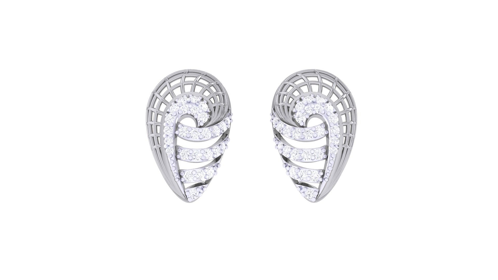 Women diamond studs Earrings 3dm renders 3D print model_7