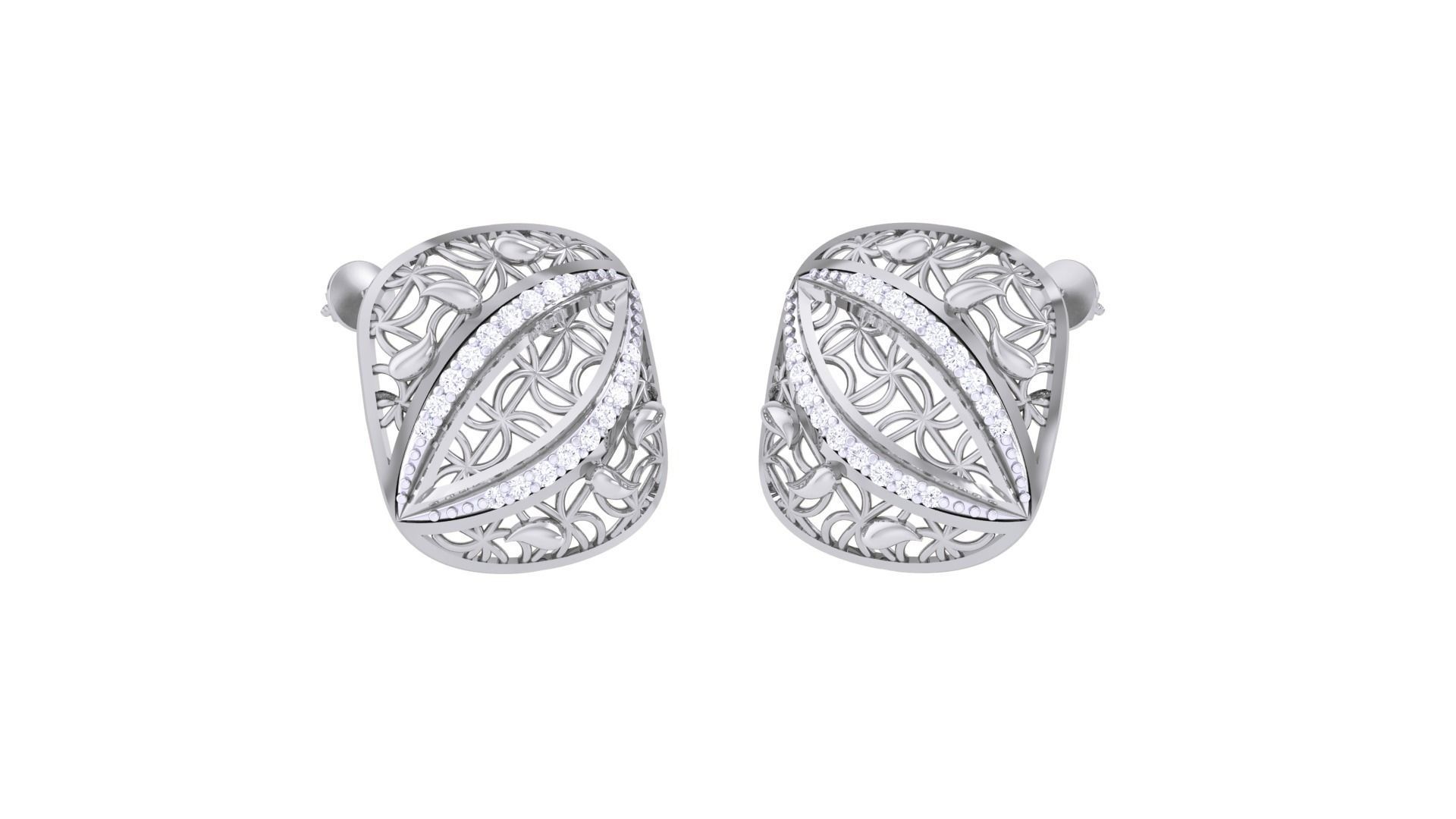 Women diamond studs Earrings 3dm renders 3D print model_1
