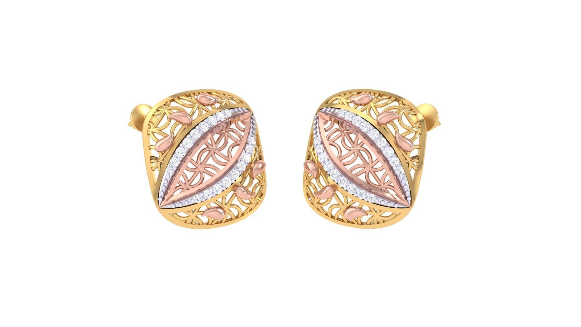 Women diamond studs Earrings 3dm renders 3D print model_2