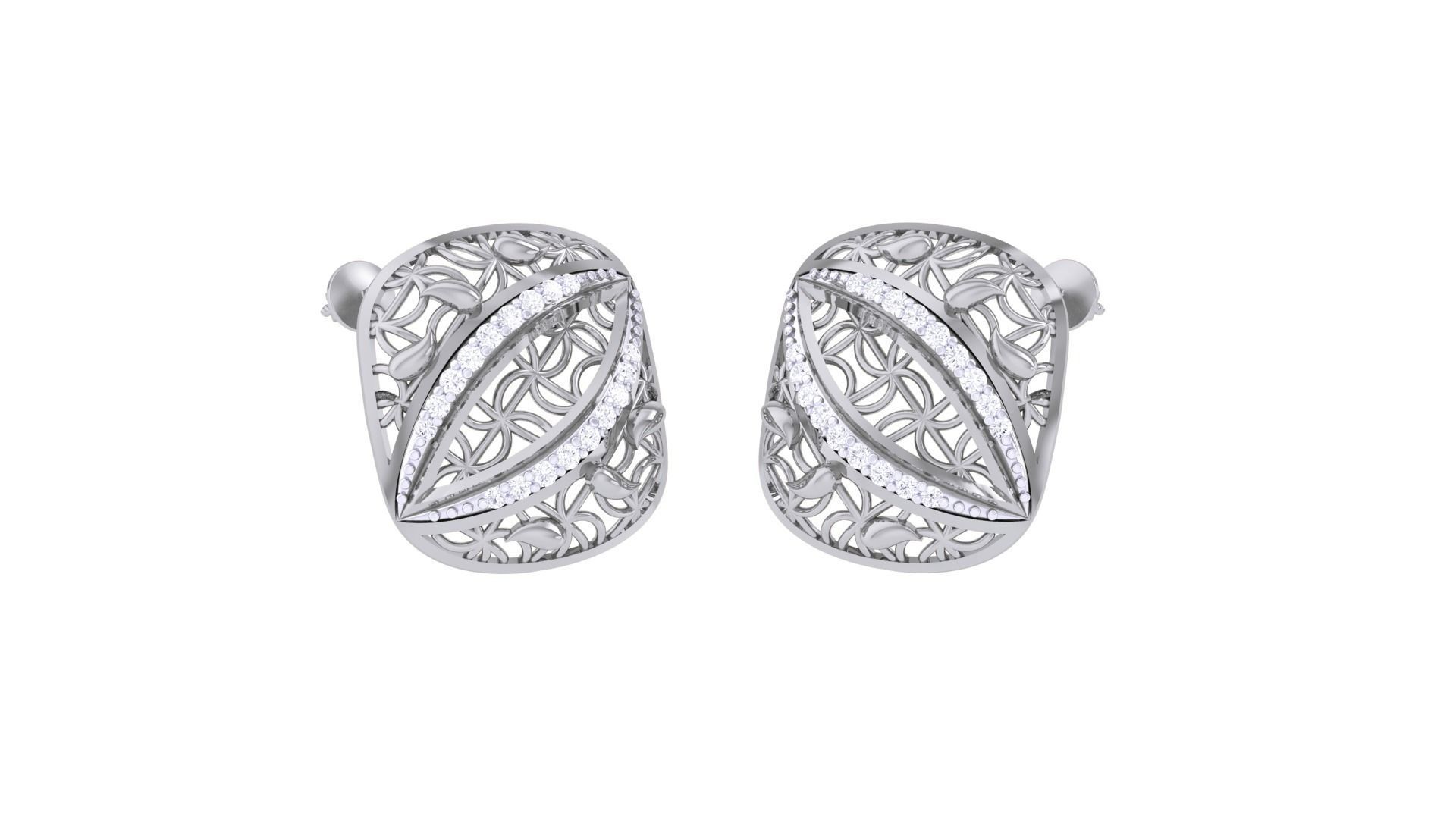 Women diamond studs Earrings 3dm renders 3D print model_4