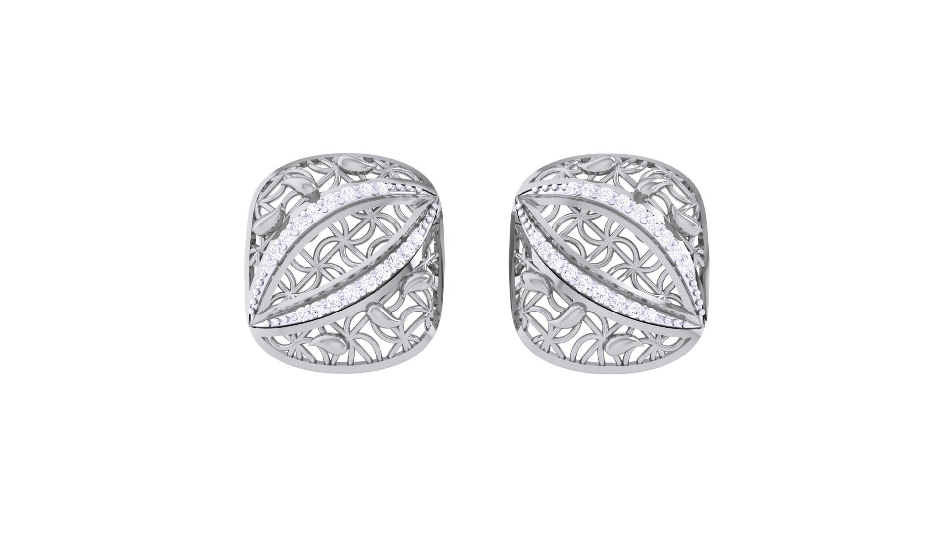 Women diamond studs Earrings 3dm renders 3D print model_7