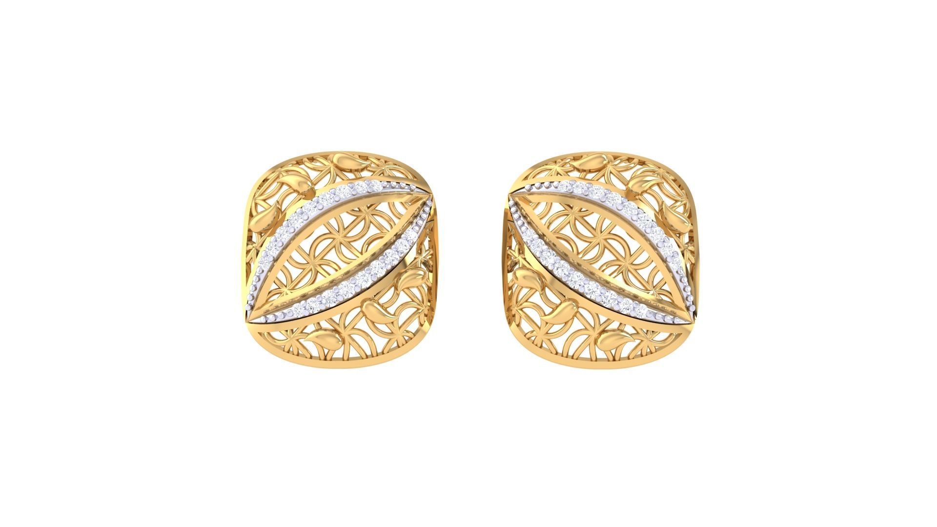Women diamond studs Earrings 3dm renders 3D print model_6