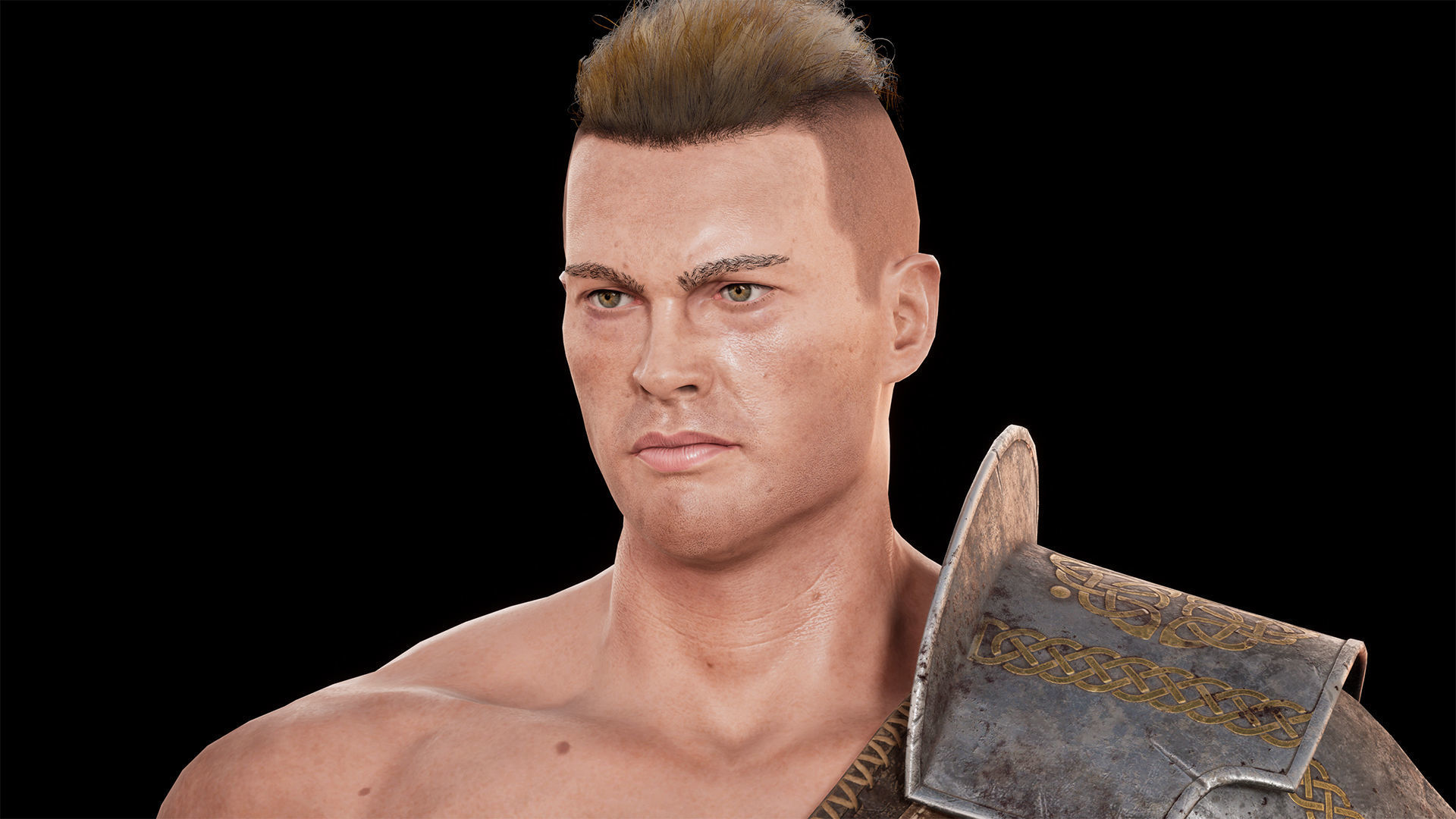 Fantasy Warrior - Game Ready Low-poly 3D model_10