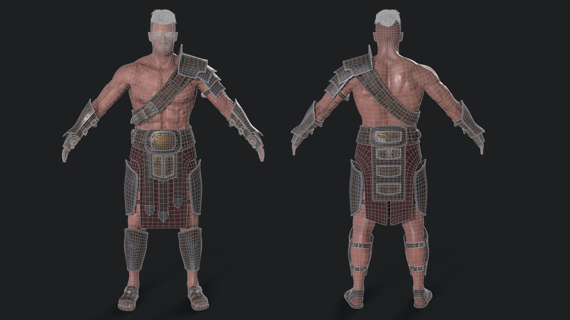 Fantasy Warrior - Game Ready Low-poly 3D model_11