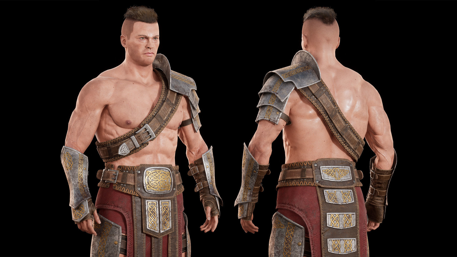 Fantasy Warrior - Game Ready Low-poly 3D model_7